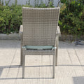 Balcones Outdoor Wicker Dining Chairs With Cushions, Set Of 8, Gray Aqua Gray Aluminium Wicker