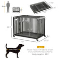 Pawhut Foldable Heavy Duty Dog Cage, Chew Proof Dog Crate On Wheels, Portable Dog Crate Kennel With Removable Tray, Large And Medium Pups, 43