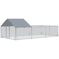 Pawhut Large Chicken Coop Metal Chicken Run For Chickens With Waterproof And Anti Uv Cover, Spire Shaped Walk In Fence Cage Hen House For Outdoor And Yard Farm Use, 1