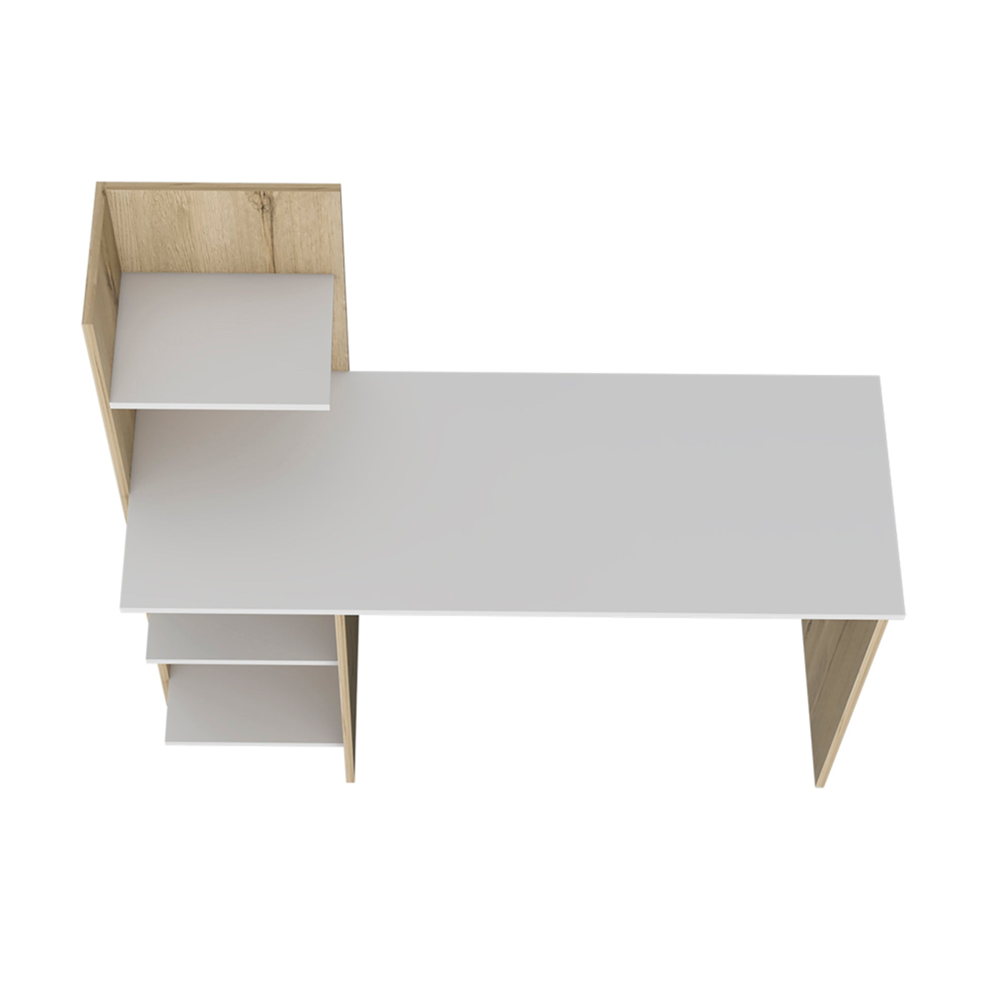 Toronto 120 Writing Desk, Four Shelves, White Pine Multicolor Particle Board Particle Board