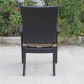 Balcones Outdoor Wicker Dining Chairs With Cushions, Set Of 8, Brown Chocolate Brown Aluminium Wicker