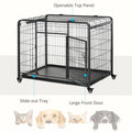 Pawhut Folding Design Heavy Duty Metal Dog Cage Crate & Kennel With Removable Tray And Cover, & 4 Locking Wheels, Indoor Outdoor 43