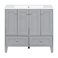 36'' Bathroom Vanity With Resin Sink Combo,Solid Wood Frame Bathroom Storage Cabinet, Freestanding Vanity Set With 4 Soft Closing Doors& 2 Drawers Same As Sw000124Aae Grey Bathroom Modern Solid Wood