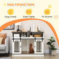 Pawhut Dog Crate Furniture For Large Dogs Or Double Dog Kennel For Small Dogs With Shelves, Sliding Doors, 47