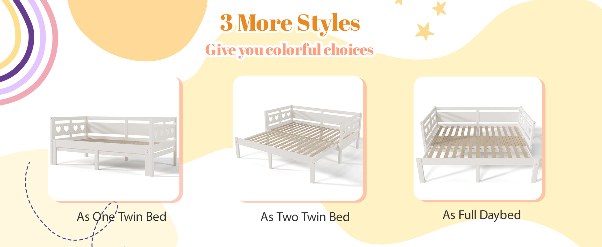 Twin Extending Daybed With Trundle, Wooden Daybed, White Twin White Solid Wood Mdf