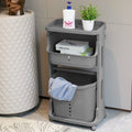 Laundry Basket Plastic Hamper 2 Tier Storage Sorter Hampers With Wheels For Kitchen Bedroom Bathroom Free Standing Storage Baskets Gray Gray Plastic