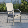 Balcones Outdoor Wicker Dining Chairs With Cushions, Set Of 8, Gray Dark Gray Gray Aluminium Wicker