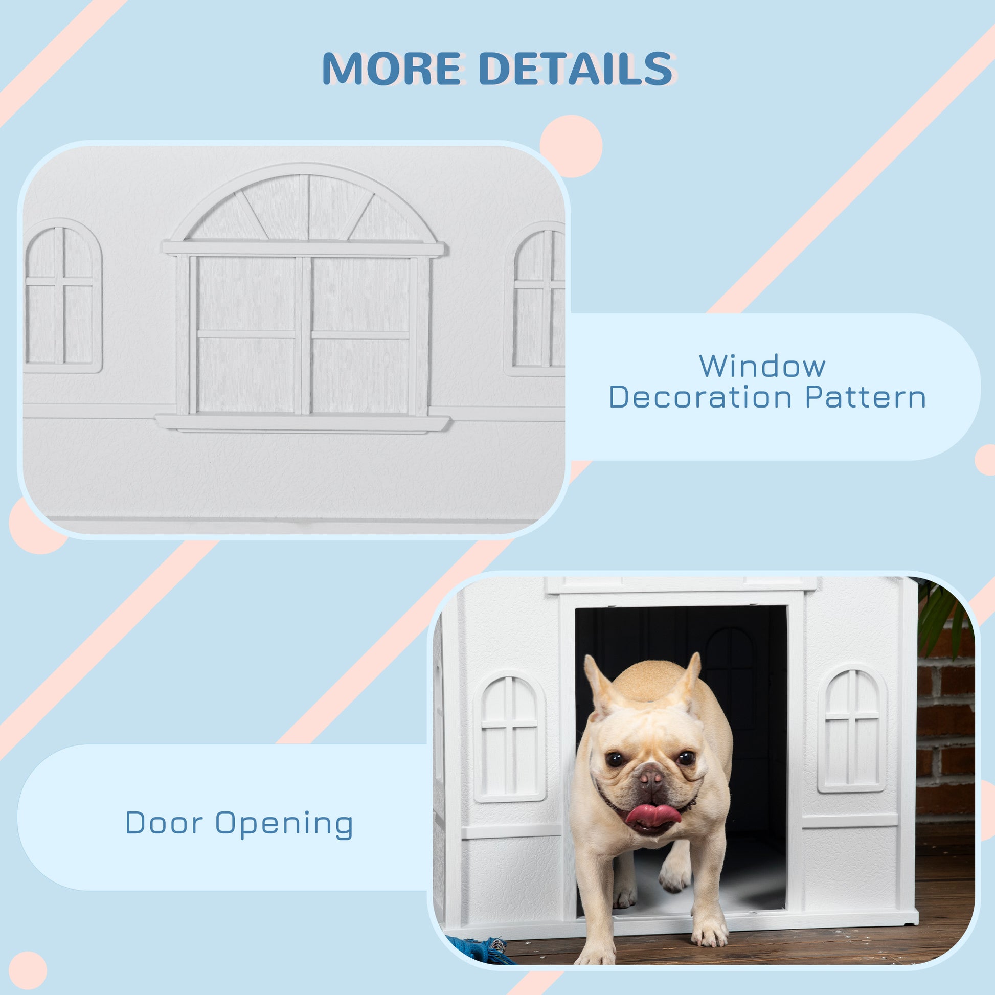 Pawhut Plastic Dog House, Water Resistant Puppy Shelter Indoor Outdoor With Door, Easy To Assemble, For Medium And Small Dogs, Gray Gray Polypropylene