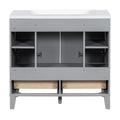 36'' Bathroom Vanity With Resin Sink Combo,Solid Wood Frame Bathroom Storage Cabinet, Freestanding Vanity Set With 4 Soft Closing Doors& 2 Drawers Same As Sw000124Aae Grey Bathroom Modern Solid Wood
