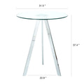 Modern Kitchen Glass Dining Table Round Tempered Glass Bar Table Top,Clear Bar Table Metal Legs,Electroplated Legs Set Of 1 Chrome Round Glass