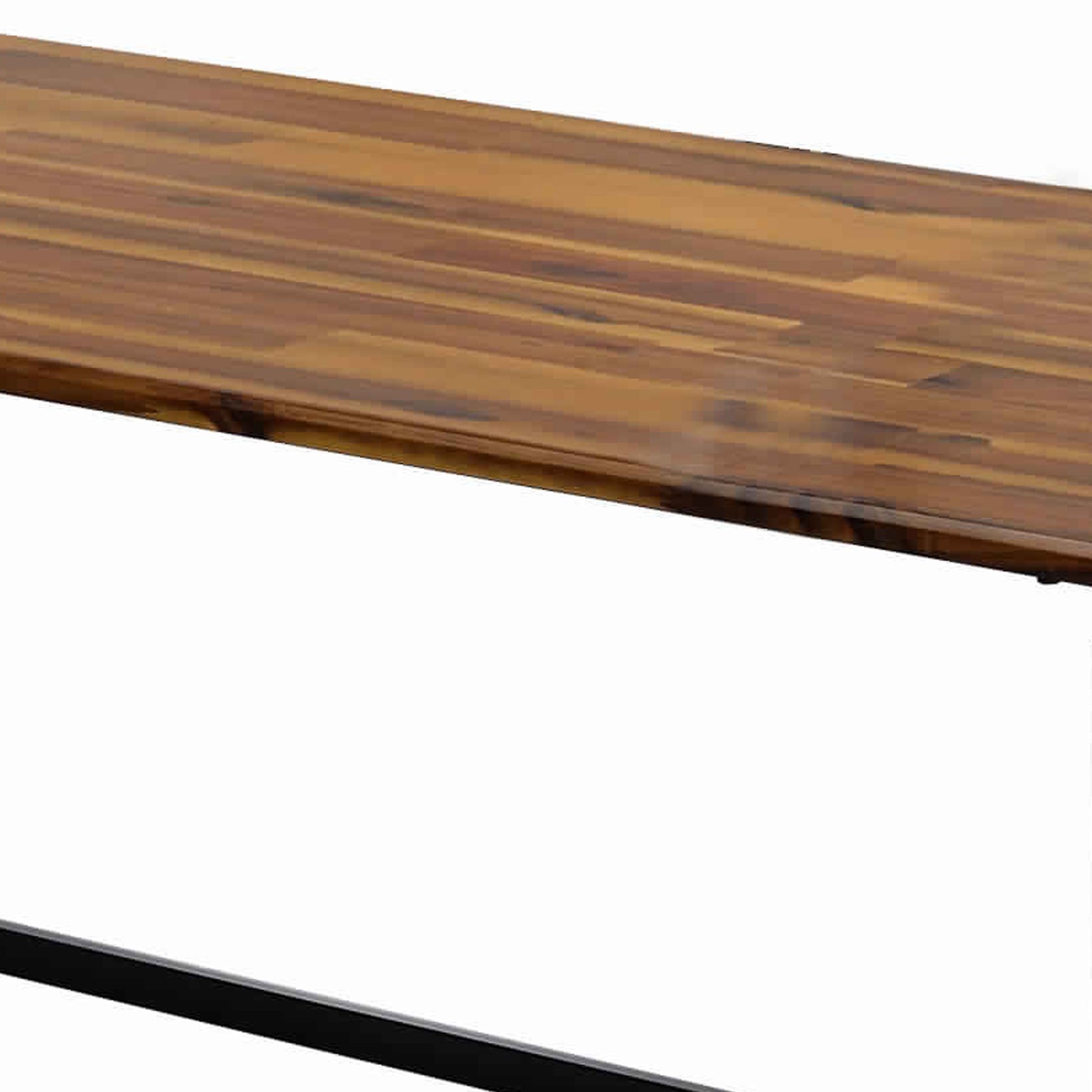 3 Piece Wooden Top Metal Frame Occasional Table Set, Brown And Black Black Brown Metal & Wood