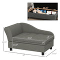 Pawhut Pet Sofa, Dog Couch, Elevated Pet Bed For Small And Medium Dogs, With Hidden Storage, Soft Tufted Cushion, Gray Gray Wood