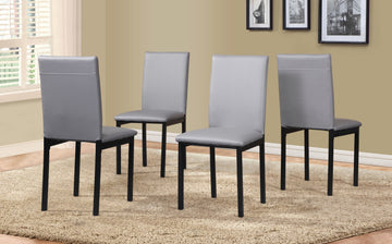 Noyes Faux Leather Seat Metal Frame Dining Chairs, Set Of 4, Gray Gray Faux Leather