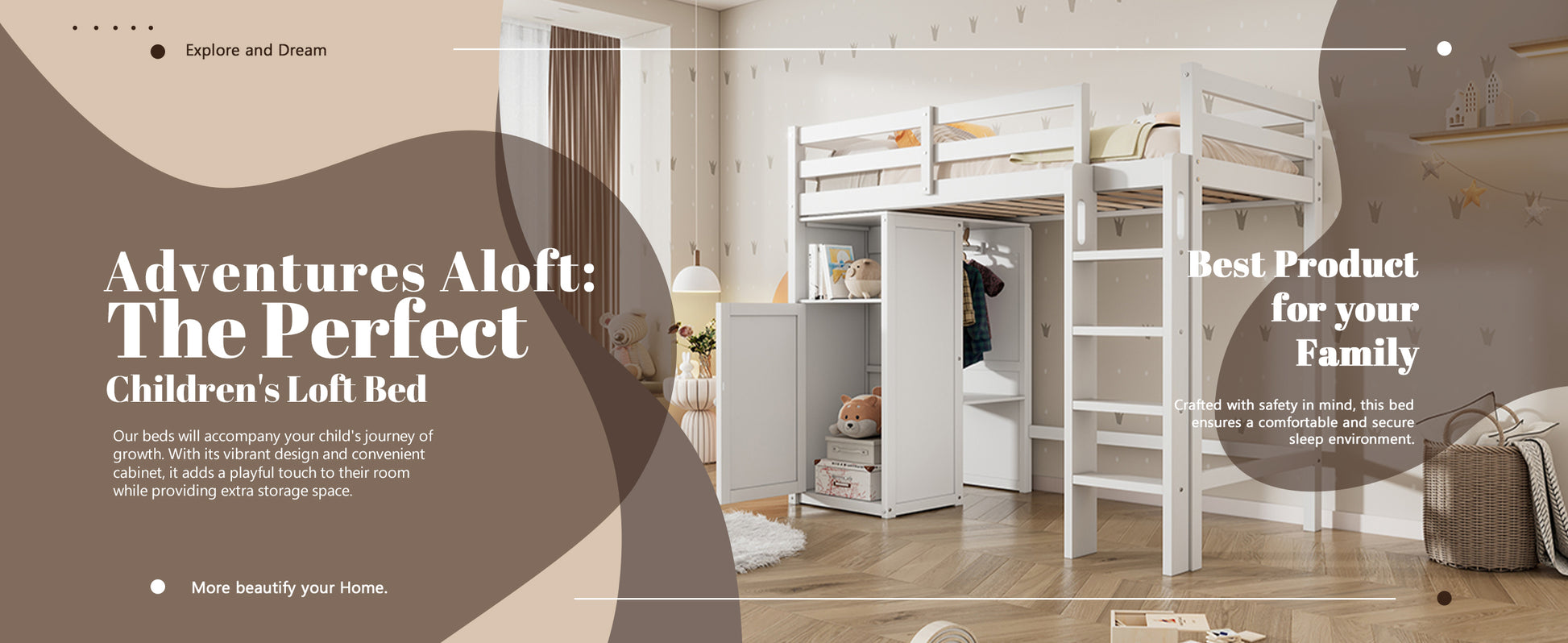 Twin Loft Bed With Wardrobe, Storage Shelves And Ladder, White Twin White Solid Wood Mdf