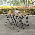 No Assembly Required Tv Trays For Eating Set Of 4 With Stand,Folding Snack Tray Table Set,Folding Tv Dining Tables For Small Space Rustic Brown Particle Board