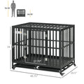 Pawhut Heavy Duty Dog Crate Metal Kennel And Cage Dog Playpen With Lockable Wheels, Slide Out Tray And Anti Pinching Floor Black Steel