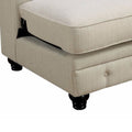 20 Inch Armless Sofa Chair, Linen Like Fabric, Button Tufted, Beige Beige Wood Fabric