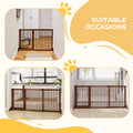 Pawhut Adjustable Wooden Pet Gate, Freestanding Dog Fence For Doorway, Hall, 3 Panels W Safety Barrier, Lockable Door, Brown, 44.5