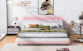 Full Size Upholstery Platform Bed Frame With Sloped Headboard, White White Upholstered