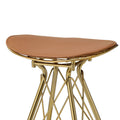 Metal Backless Barstool With Flared Legs And Braces Support, Set Of 2, Gold Gold Fabric Metal