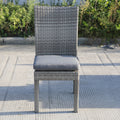 Balcones Outdoor Wicker Dining Chairs With Cushions, Set Of 8, Gray Dark Gray Gray Aluminium Wicker