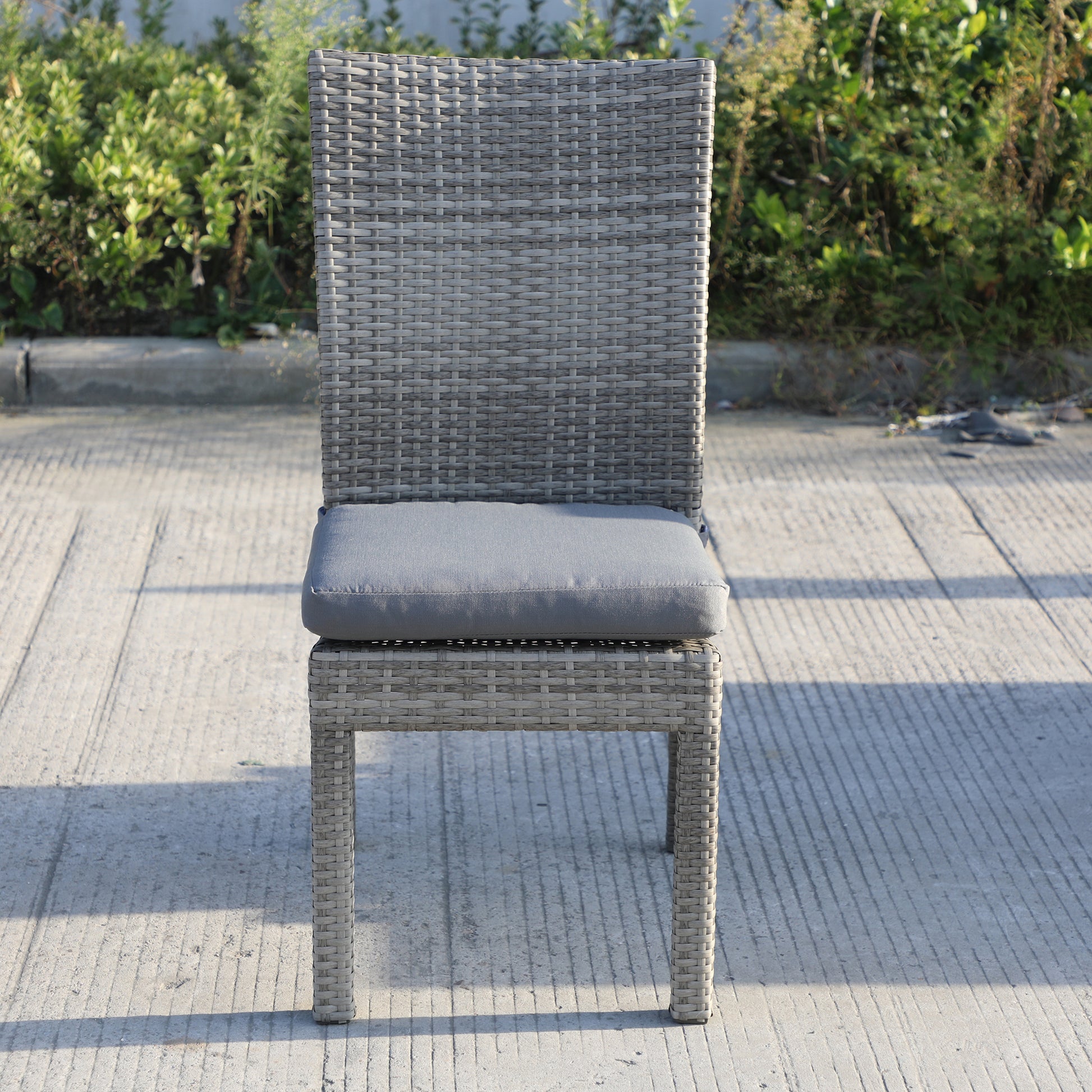 Balcones Outdoor Wicker Dining Chairs With Cushions, Set Of 8, Gray Dark Gray Gray Aluminium Wicker