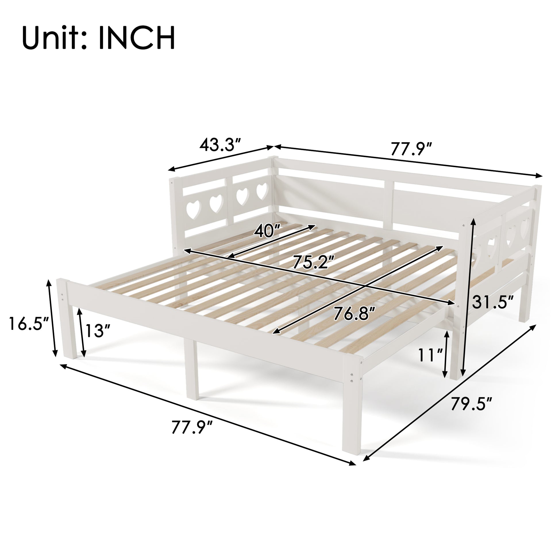 Twin Extending Daybed With Trundle, Wooden Daybed, White Twin White Solid Wood Mdf