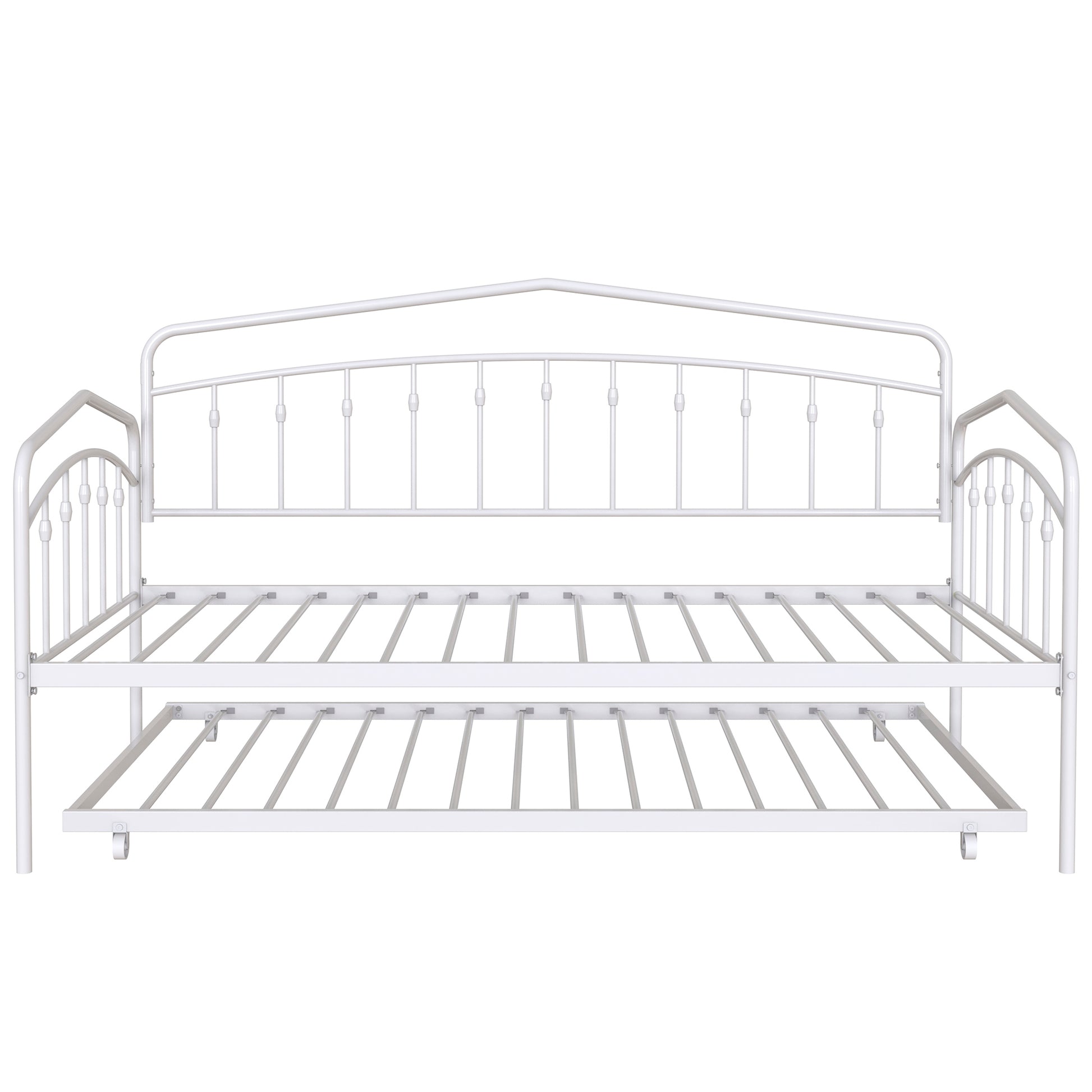 Fox Twin Daybed With Twin Trundle, White Box Spring Not Required Twin White Metal Bedroom Daybeds Metal