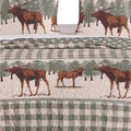 2 Piece Twin Quilt Set, Animal Print, Plaid Pattern, Green And Brown Multicolor Fabric