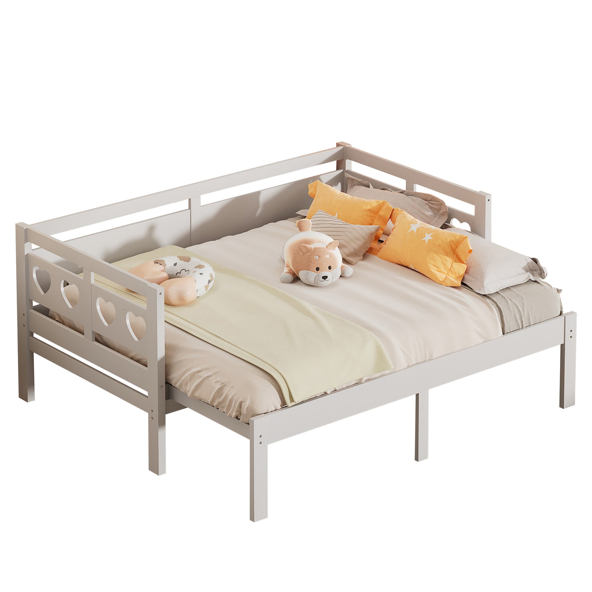 Twin Extending Daybed With Trundle, Wooden Daybed, White Twin White Solid Wood Mdf