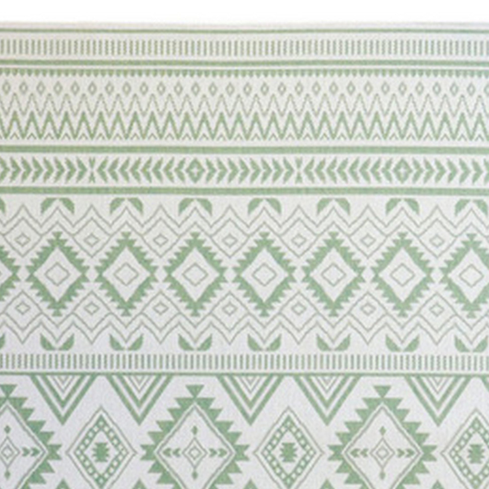 Xyla 8 X 10 Soft Area Rug, Geometric Design, Tribal, Large, Cream, Green Multicolor Fabric