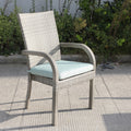 Balcones Outdoor Wicker Dining Chairs With Cushions, Set Of 8, Gray Aqua Gray Aluminium Wicker