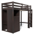 Twin Loft Bed With Wardrobe, Storage Shelves And Ladder, Espresso Twin Espresso Solid Wood Mdf