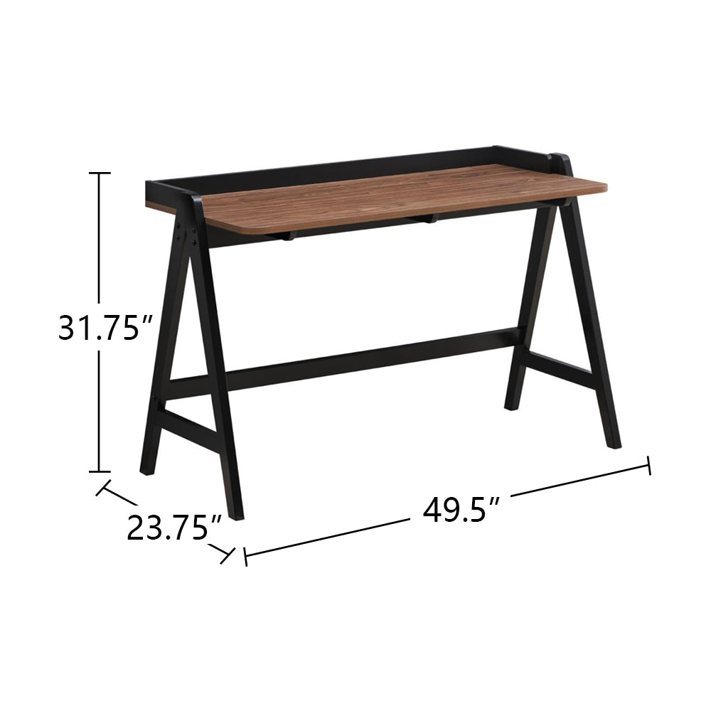 Writing Desk With Usb Ports In Walnut And Black Walnut Black Writting Desk Rectangular Rubber Wood