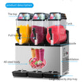 110V Commercial Slushy Machine 45L 3 Tank 1100W Stainless Steel Margarita Frozen Drink With Powerful Compressor Efficient Cooling Perfect For Supermarkets Cafes Restaurants Bars Silver Iron Plastic