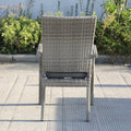 Balcones Outdoor Wicker Dining Chairs With Cushions, Set Of 8, Gray Dark Gray Gray Aluminium Wicker