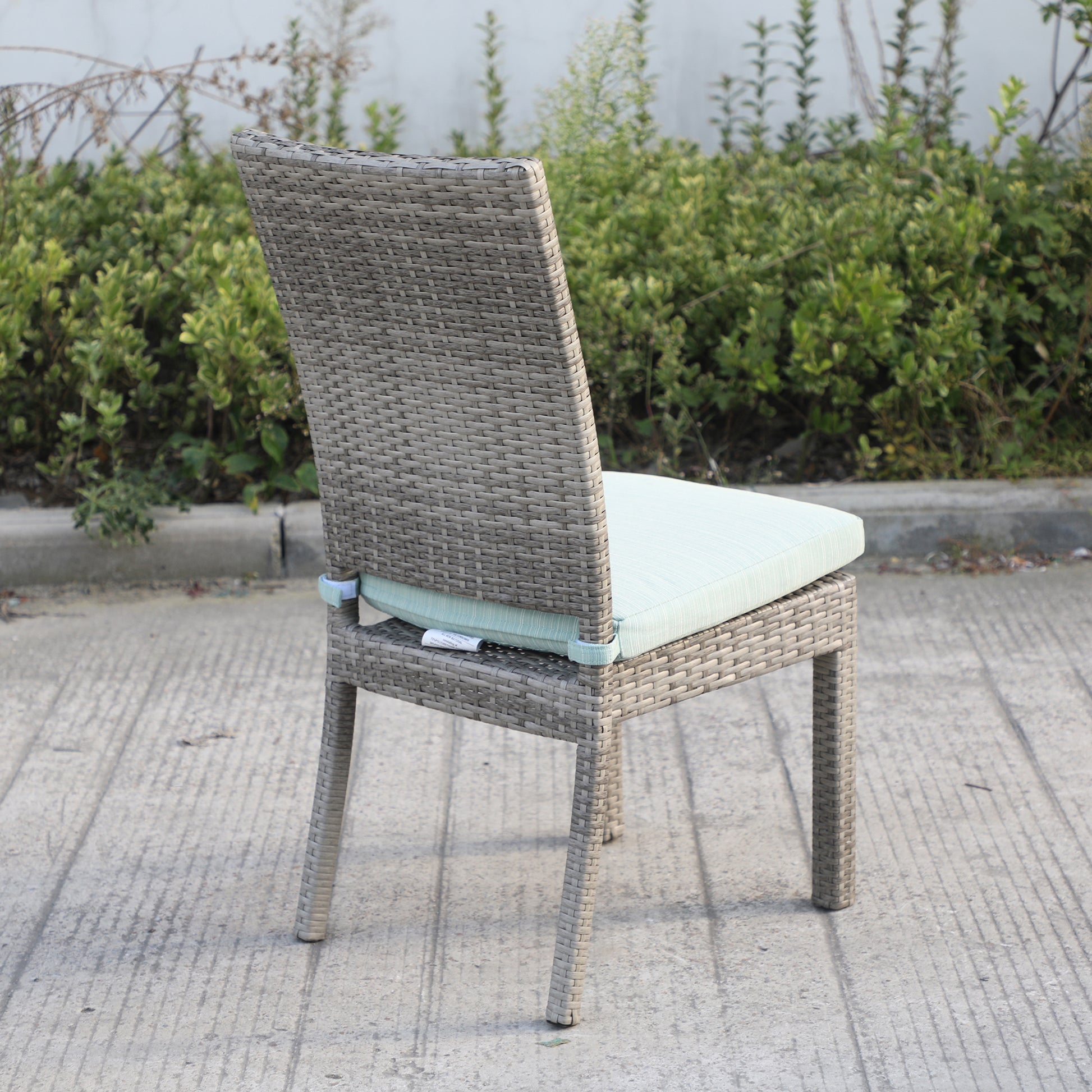 Balcones Outdoor Wicker Dining Chairs With Cushions, Set Of 8, Gray Aqua Gray Aluminium Wicker