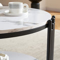 28.35 Inches Round Coffee Table, Small Coffee Table With Storage, Faux Marbling Top & Sturdy Metal Legs, Modern Sofa Table For Living Room, Small Spaces, Home Furniture With Storage Open Shelf. Black Black Mdf Metal