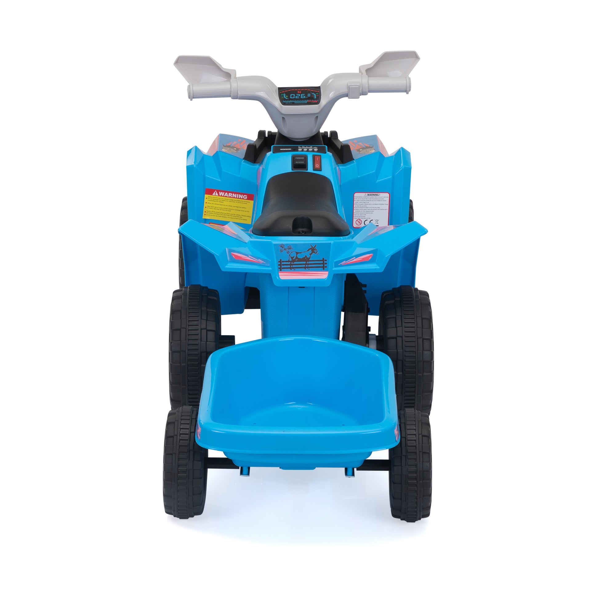 6V Kids Electric Atv, Toddler Ride On Car With Trailer, Music, Bluetooth And Power Display For Boys And Girls, Blue Blue Polypropylene