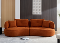 Wks7C Orange Sectional Sofa With Removable Pillows, Durable Fabric, Solid Wood Frame, High Density Sponge Filler Orange Fabric 4 Seat