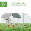 Pawhut Large Chicken Coop Metal Chicken Run With Waterproof And Anti Uv Cover, Dome Shaped Walk In Fence Cage Hen House For Outdoor And Yard Farm Use, 1