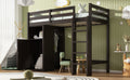 Twin Loft Bed With Wardrobe, Storage Shelves And Ladder, Espresso Twin Espresso Solid Wood Mdf