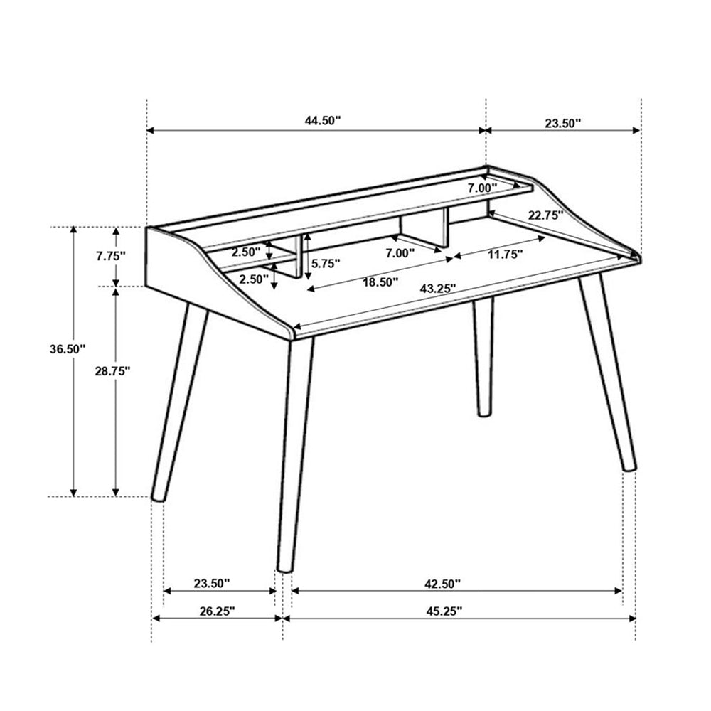 4 Compartment Writing Desk In Grey Grey Writting Desk Rectangular Mdf