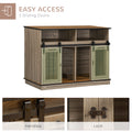 Pawhut Dog Crate Furniture For Large Dogs Or Double Dog Kennel For Small Dogs With Shelves, Sliding Doors, 47