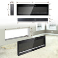 50 Inch Electric Fireplace, Recessed And Wall Mounted Fireplace Powder Coated Electric Antique Black Vent Free Yes Tempered Glass Sheet Metal Plastic Electric