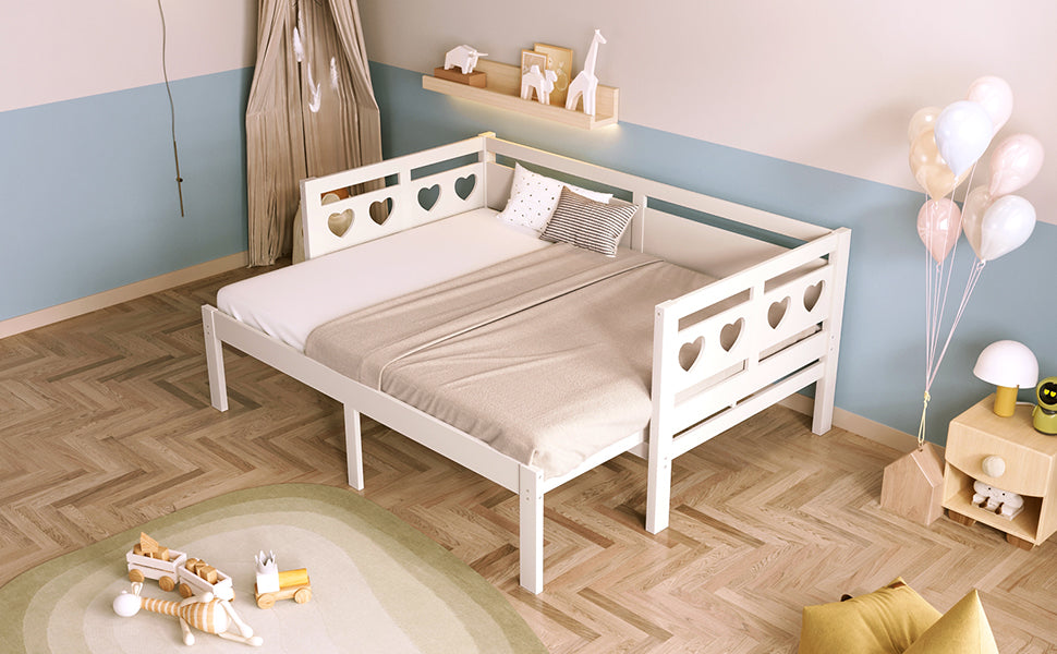 Twin Extending Daybed With Trundle, Wooden Daybed, White Twin White Solid Wood Mdf