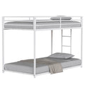 Adam Twin Over Twin Metal Bunk, White Twin Box Spring Not Required White Metal Bedroom Bed Frame Metal Metal