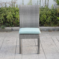 Balcones Outdoor Wicker Dining Chairs With Cushions, Set Of 8, Gray Aqua Gray Aluminium Wicker