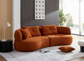 Wks7C Orange Sectional Sofa With Removable Pillows, Durable Fabric, Solid Wood Frame, High Density Sponge Filler Orange Fabric 4 Seat