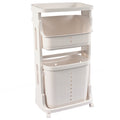 Laundry Basket Plastic Hamper 2 Tier Storage Sorter Hampers With Wheels For Kitchen Bedroom Bathroom Free Standing Storage Baskets White White Plastic